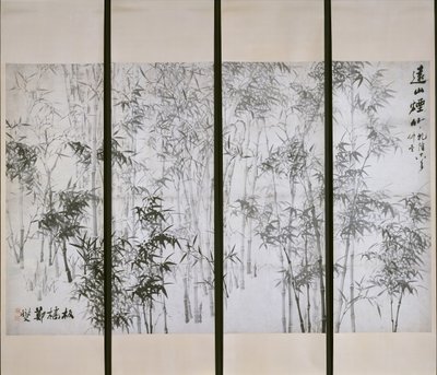 Sumuinen bambu kaukaisella vuorella, päivätty 1753. tekijältä Zheng Xie