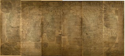 Kunyu Wanguo Quantu Kartta maailman lukemattomista maista, 1602 tekijältä Zhong Wentao