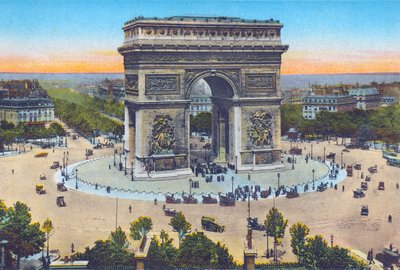 Riemukaari, "Souvenirs De Paris - Monuments Seen in Colors" (väri litho) tekijältä Hippolyte Lalaise Devéria