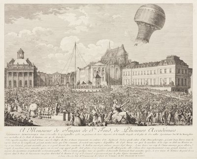 Montgolfier-ilmapallon nousu Versaillesissa tekijältä Frederick (attr. to) Barnard