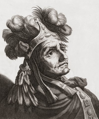 Atahualpa, inkojen viimeinen keisari. Muotokuva. tekijältä . .