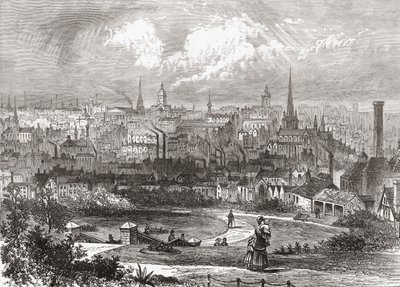 Birmingham, Länsi-Midlands, Englanti 1800-luvun lopulla, julkaisusta Our Own Country, julkaistu 1898 tekijältä Ferdinand Georg Waldmuller