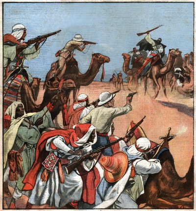 Convoi Colonial dans le Maghreb. Siirtomaa-ranskalainen saattue Maghrebissa. tekijältä Ferdinand Georg Waldmuller