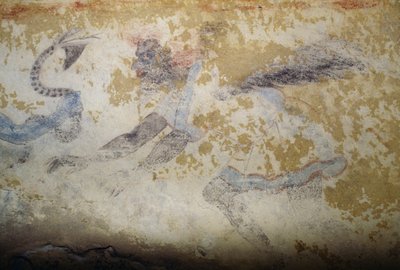 Demoni, fresko, Sinisten demonien hauta, Tarquinian nekropolis (UNESCO:n maailmanperintöluettelo, 2004), Lazio, Italia, etruskien sivilisaatio, 5. vuosisata eKr. (kuva) tekijältä Georg Carl Heinrich Dollmann
