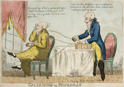 Sähköterapia "Galvanismi Piccadillyssa", n. 1800 tekijältä Frederick (attr. to) Barnard