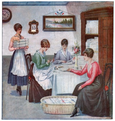 Brodeeraukset kotona, n.1910-1920 tekijältä . .