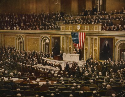 Maailmanvapauden puolesta presidentti Woodrow Wilson pyytää kongressia julistamaan sodan Saksalle, 2. huhtikuuta tekijältä . .
