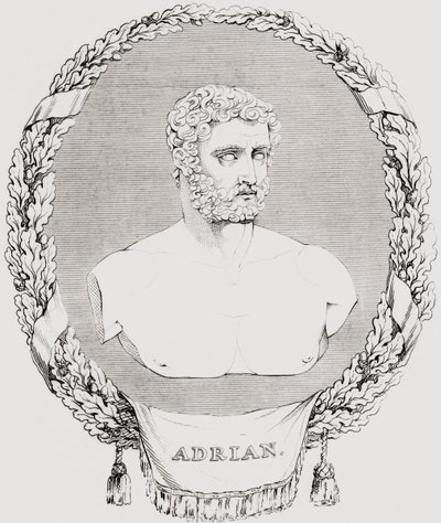 Adrià, Publius Aelius Trajanus Hadrianus Augustus (76 138), emperador romà, de "The Historic Gallery of Portraits and Paintings", publicat el 1808 en finès tekijältä Ferdinand Georg Waldmuller