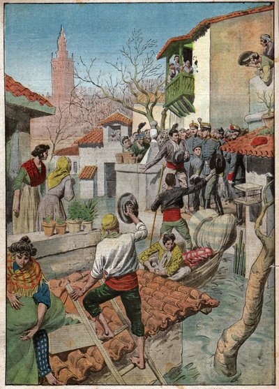 Inondations Sevillassa. Tulvat Sevillassa. tekijältä Ferdinand Georg Waldmuller