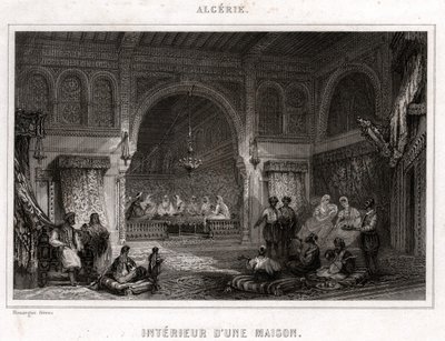 Sisustus Algeriassa, noin 1840 (kaiverrus) tekijältä . .