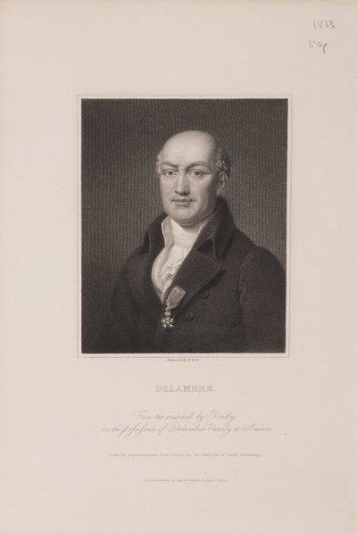 Jean Baptiste Joseph Delambre, ranskalainen tähtitieteilijä, n. 1810-luku tekijältä Frederick (attr. to) Barnard