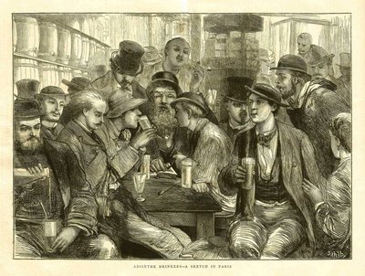 The Absinthe Drinkers, Pariisi 1872 tekijältä Frederick (attr. to) Barnard