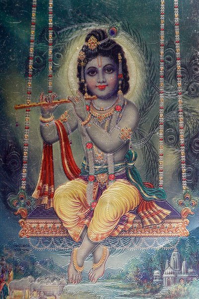 Lord Krishna huilulla. Hindu jumala. tekijältä . .