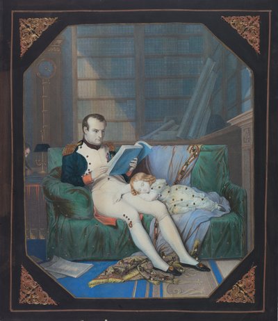 Napoleon tutkielmassaan Rooman kuninkaan kanssa, n. 1860 (litografia) tekijältä . .