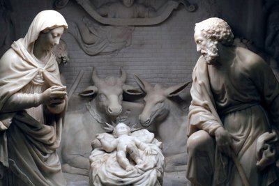 Seimikohtaus. Veistos. San Donaton kirkko. Genova. Italia. tekijältä . .