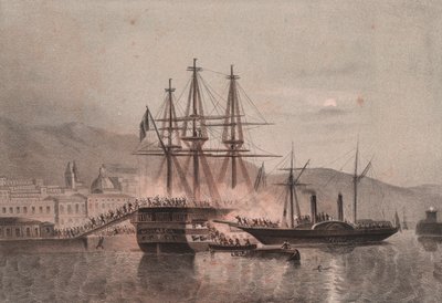Tuckery hyökkäsi napolilaiseen Monarcan alukseen Castellammaren satamassa tekijältä William Walcutt