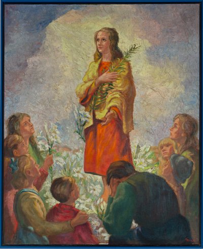 Seurakuntakirkko (Seurakuntakirkko Sint Maria Bernarda (Knokke). Sisustus. tekijältä . .