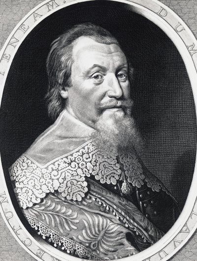 Ruotsin ylikanslerin Axel Gustafsson Oxenstiernan (1583-1654) muotokuva, kaiverrus tekijältä William Walcutt