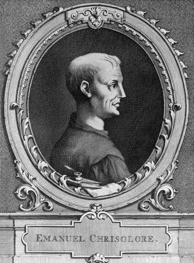 Bysanttilaisen humanistin Emanuele Crisoloran (1350-1415) muotokuva, kaiverrus tekijältä William Walcutt