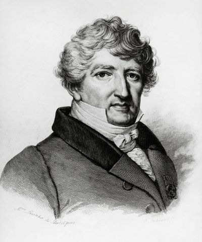 Georges Leopold Chretien Frederic Dagobert Cuvierin (1769-1832), ranskalaisen biologin muotokuva, kaiverrus tekijältä William Walcutt