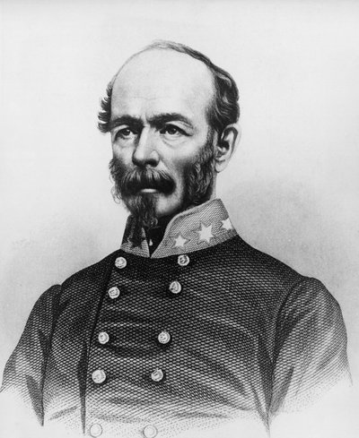 Muotokuva Joseph Eggleston Johnstonista (1807-1891), Yhdysvaltain armeijan upseerista Meksikon ja Amerikan sodan, Seminole-sodan ja Amerikan sisällissodan aikana, kaiverrus tekijältä William Walcutt