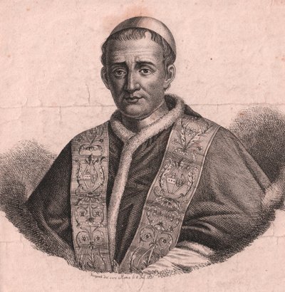 Paavi Gregorius XVI (1765-1846) muotokuva, etsaus ja hauta, elävästä piirroksesta, Rooma, 5. helmikuuta tekijältä William Walcutt