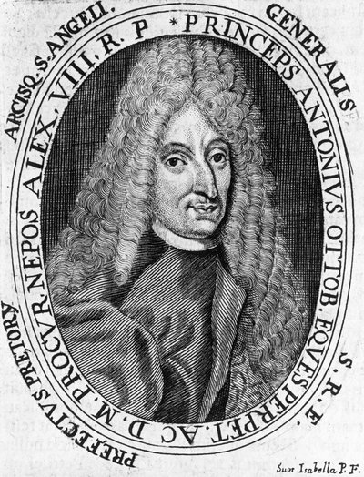 Prinssi Antonio Ottobonin (1646-1710), paavin armeijan kenraalin muotokuva, kaiverrus tekijältä William Walcutt