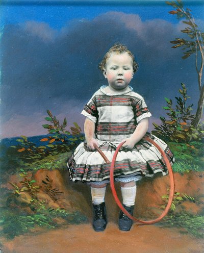 Muotokuva lapsesta vanne, käsinvärinen ambrotypia, n. 1860 tekijältä Ferdinand Georg Waldmuller