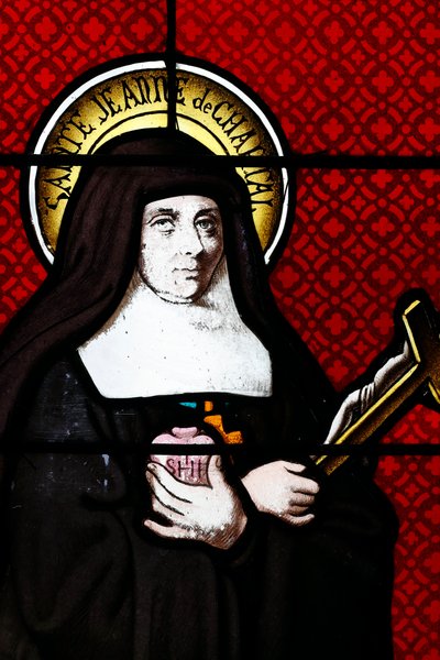Lasimaalaus. Saint Jane Frances de Chantal on roomalaiskatolinen pyhimys, joka julistettiin autuaaksi vuonna 1751. Hän perusti uskonnollisen Pyhän Marian vierailun ritarikunnan. Thorens. Ranska. tekijältä . .