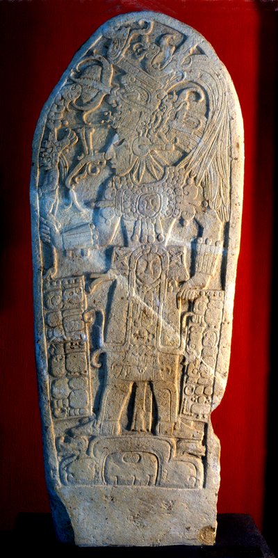 Stela 4 Machaquilasta, Peten, Guatemala, myöhäisklassinen aika, 6. toukokuuta 820 jKr (kivi) tekijältä Hippolyte Lalaise Devéria