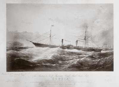 Brittiläinen ja Pohjois-Amerikan kuninkaallinen postihöyrylaiva Scotia, n. 1867 tekijältä Ferdinand Georg Waldmuller