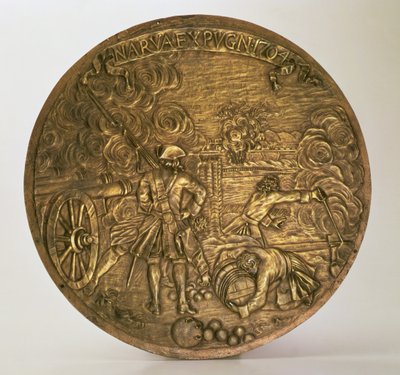 Narvan valloitus, Bartolomeo Carlo Rastrellin (1675-1744) suunnittelema basreliefi, n. 1720 (pronssi) tekijältä Hippolyte Lalaise Devéria