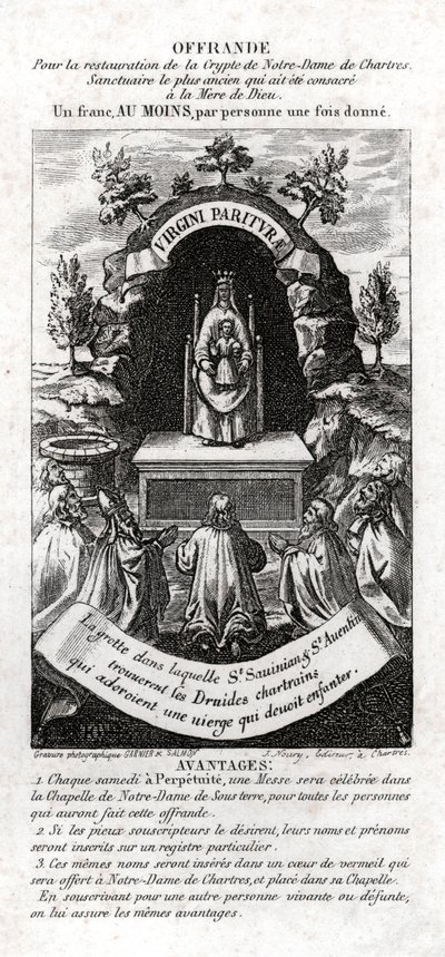 Druidien palvoma Neitsyt Maria. noin 1850 (kaiverrus) tekijältä . .