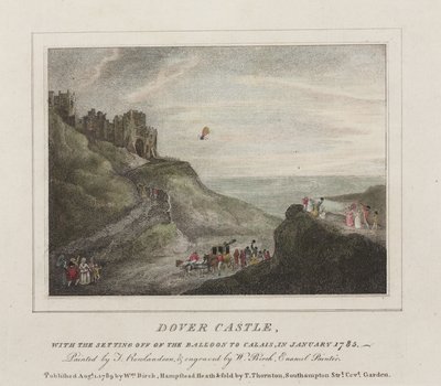 Ensimmäinen kanavan ylitys ilmapallolla, 7. tammikuuta 1785 tekijältä Frederick (attr. to) Barnard
