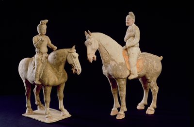 Two Riders, kiina, Tang-dynastia (618-906) (terrakotta) tekijältä Hippolyte Lalaise Devéria