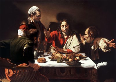 Illallinen Emmauksessa tekijältä Michelangelo Merisi da  Caravaggio