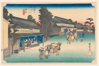 Narumi, kankaistaan tunnettu paikka Tokaido-tien viisikymmentäkolme asemaa tekijältä Hiroshige