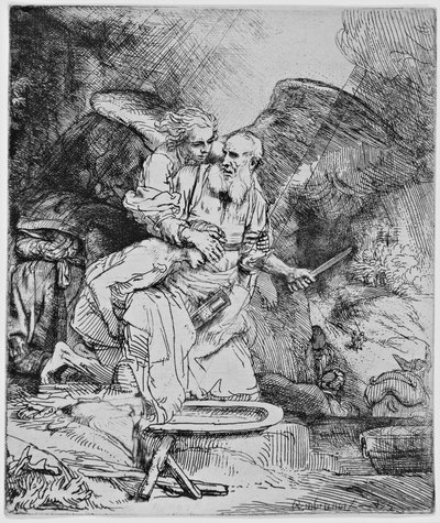 Aabrahamin uhri tekijältä Rembrandt van Rijn