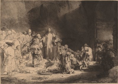 Kristus saarnaa (sadan guldenin painos) tekijältä Rembrandt van Rijn
