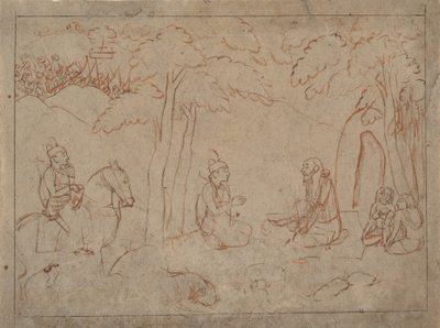 Rama ja Lakshmana vierailevat Askeetin Eremitaasissa, n. 1775-80. tekijältä a first generation master after Nainsukh