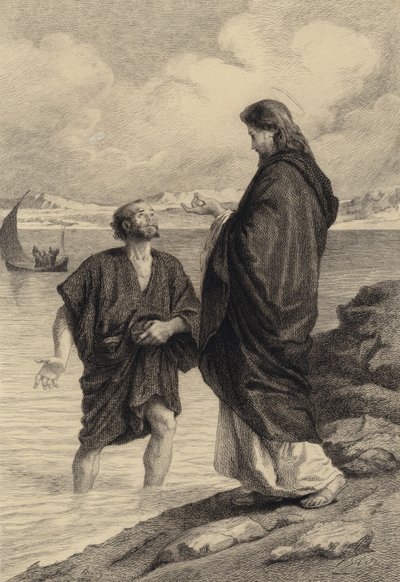 Jeesus ja pyhä Pietari tekijältä after Albert Robida