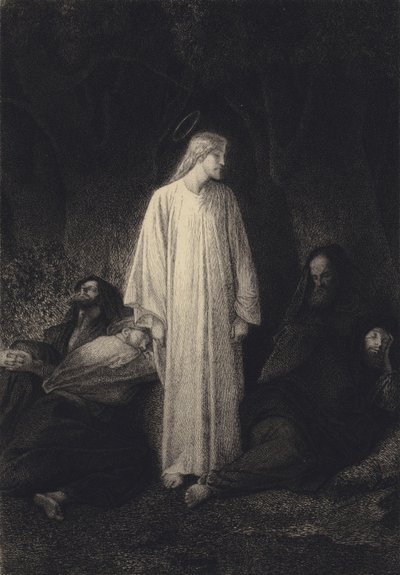 Jeesus ja nukkuvat opetuslapset tekijältä after Albert Robida
