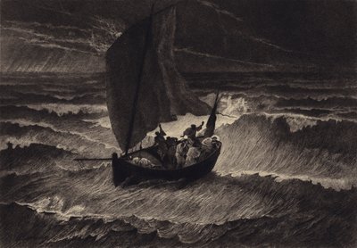 Jeesus nukkui myrskyn aikana tekijältä after Albert Robida