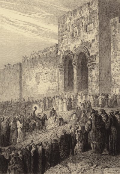 Jeesus saapuu Jerusalemiin tekijältä after Albert Robida