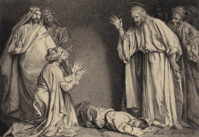 Jeesus parantaa riivatun lapsen tekijältä after Albert Robida