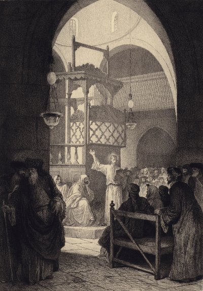 Jeesus synagogassa tekijältä after Albert Robida