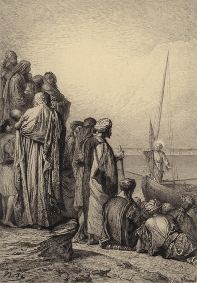 Jeesus opettaa laivassa tekijältä after Albert Robida