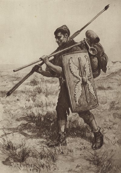 Impeditus eli täysin varusteltu jalkasotilas tekijältä after Amedee Forestier