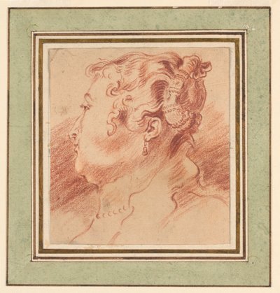 Tutkimus naisen päästä tekijältä after Antoine Watteau