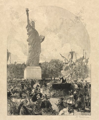 Liberty valaisee maailmaa, jonka amerikkalaiset tarjosivat Pariisin kaupungille tekijältä after Auguste Louis Lepère